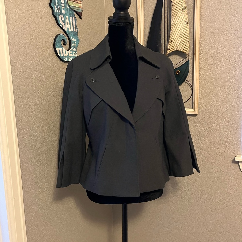NINE WEST Charcoal Jacket Cape fully lined!! Size 8